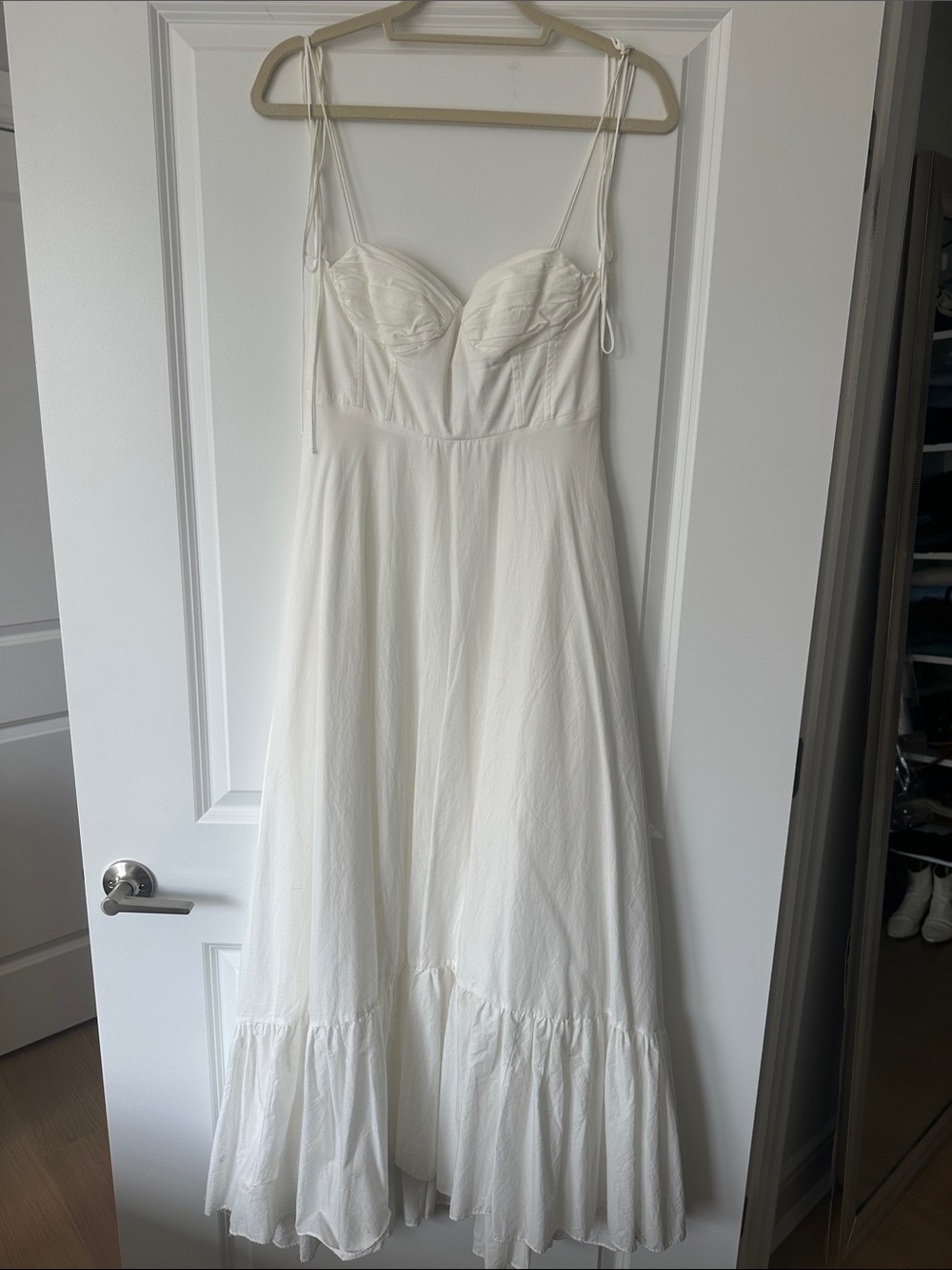 Zara White Spaghetti-Strap Tie Maxi Dress